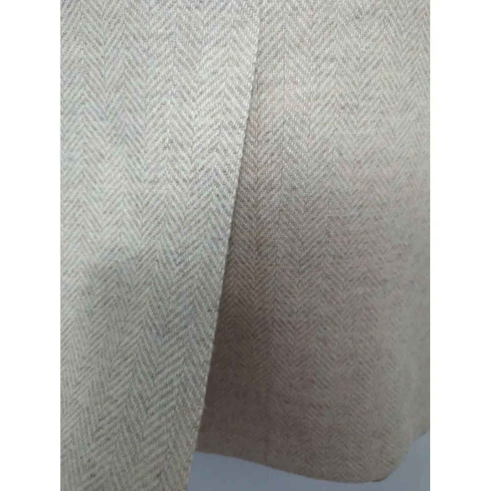 Adams Row Mens 100%‎ Wool Herringbone Blazer Beige Tan Elbow Patches Sport Coat